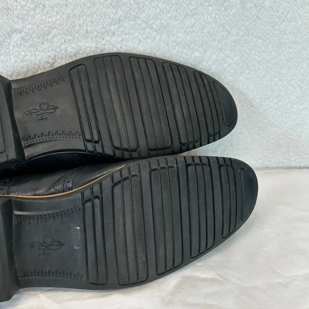 Cole Haan Mens Black Pebbled Leather Wingtip Oxford Dress Shoes Size 13